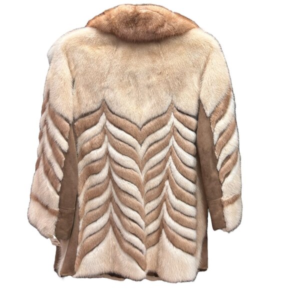 Vintage Ladies White & Brown Mink Fur Coat - Picture 2 of 2